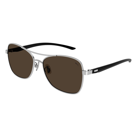 NWT PUMA PE0167SA 004 Sunglasses Silver Silver Brown/ Sunglasses - Picture 1 of 2